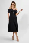 Rochie casual-eleganta cu model tip funda pe bust Sergia Neagra