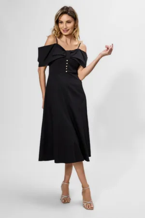 Rochie casual-eleganta cu model tip funda pe bust Sergia Neagra