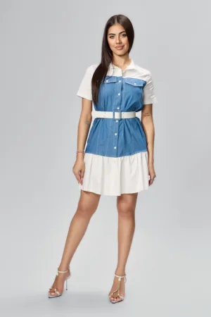 Rochie casual tip camasa din bumbac Lenya Denim