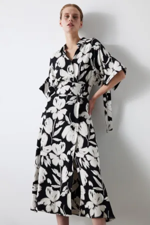 Rochie-chimono cu imprimeu floral