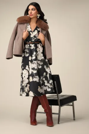 Rochie-chimono midi cu model floral
