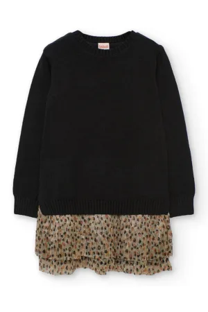 Rochie combi cu garnituri cu model