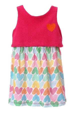 Rochie combi cu imprimeu cu inimi
