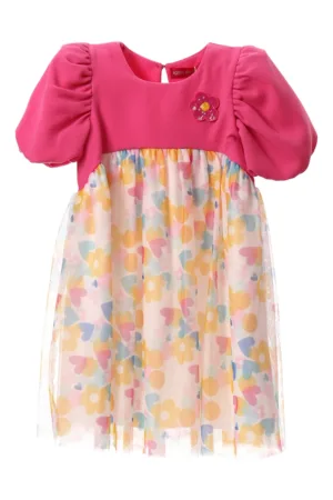 Rochie combi cu maneci bufante