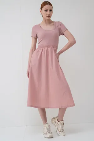 Rochie combi cu talie elastica