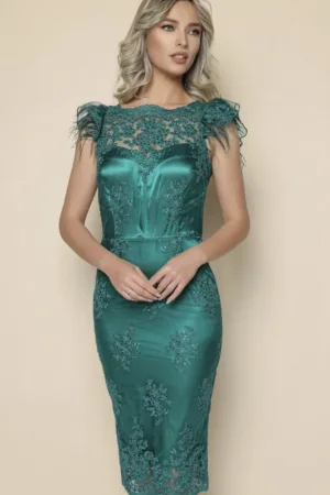 Rochie conica din dantela verde