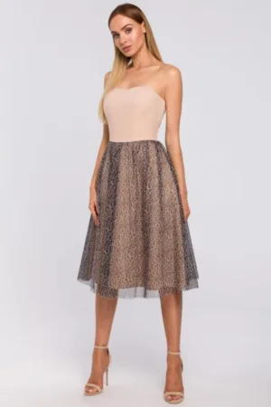 Rochie corset cu tul animal print -