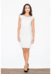 Rochie creion  M378 - alb - poliester - eleganta