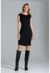 Rochie creion  M834 - neagra - fara maneci - viscoza