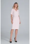 Rochie creion -  M851 - roz - poliester - maneca scurta