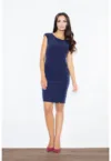 Rochie creion  bleumarin - eleganta - fara maneci - poliester -