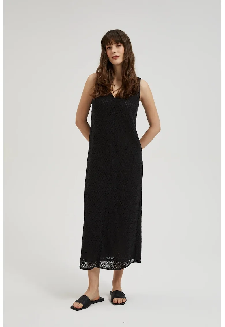 Rochie cu Decupaj cu Decolte in V Neagra