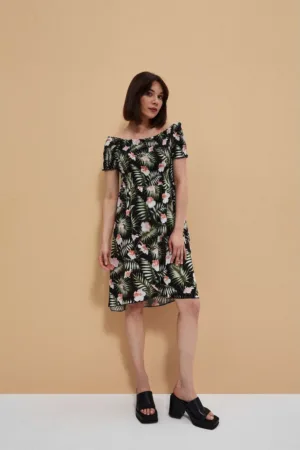 Rochie  floral multicolor - neagra -
