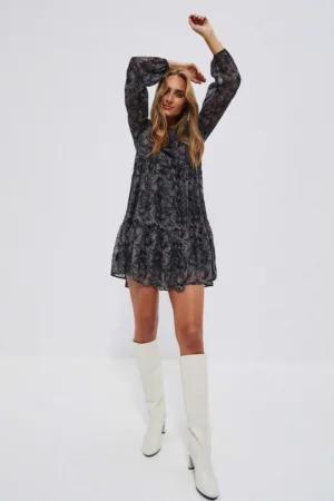 Rochie cu Print si Fibra Metalica