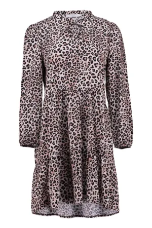 Rochie cu animal print si maneci lungi