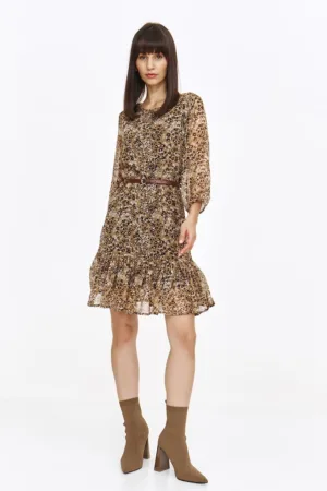 Rochie cu animal print si maneci medii