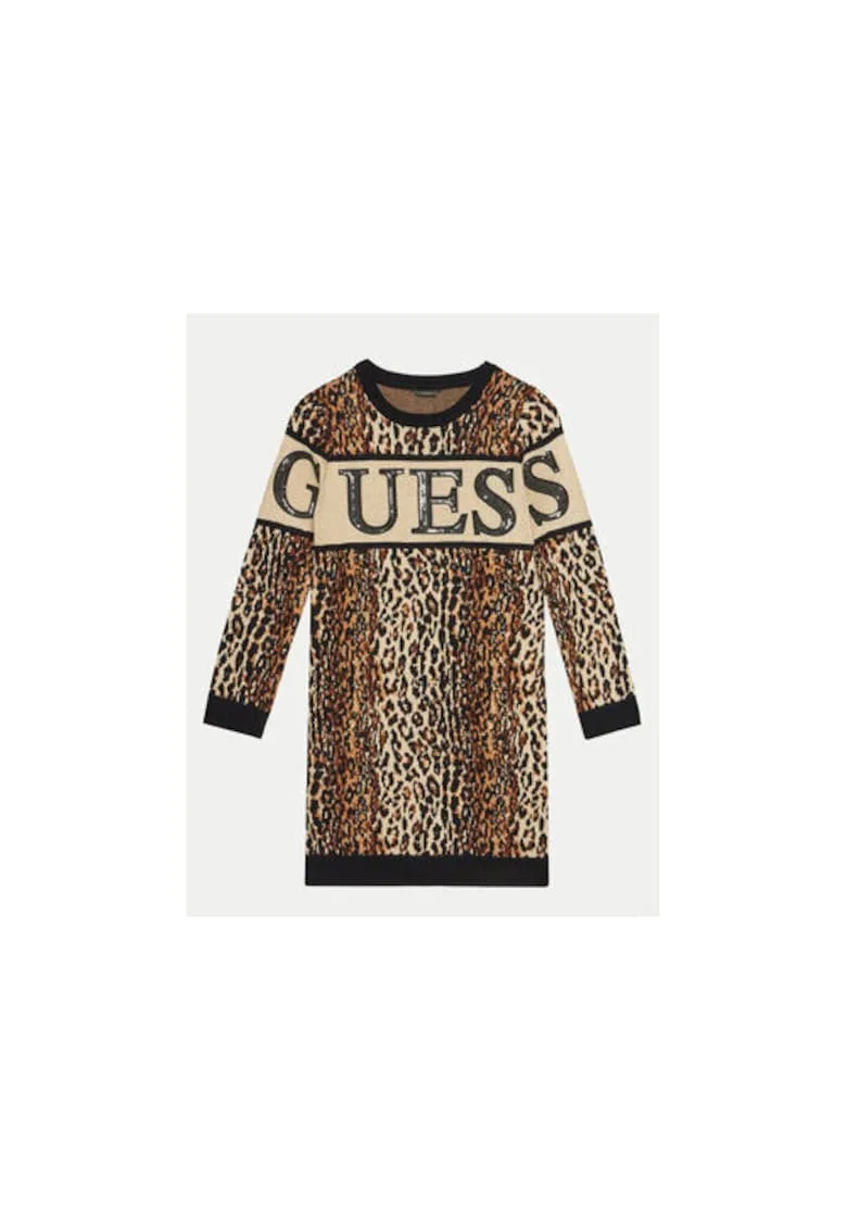 Rochie cu animal print si print logo