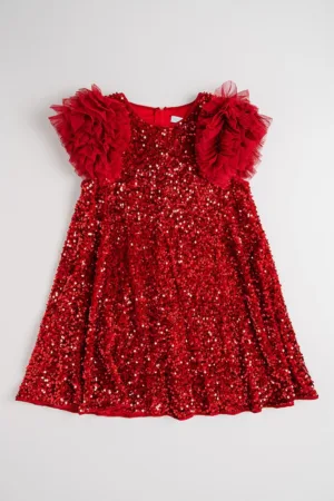 Rochie cu aplicatii cu paiete si volane