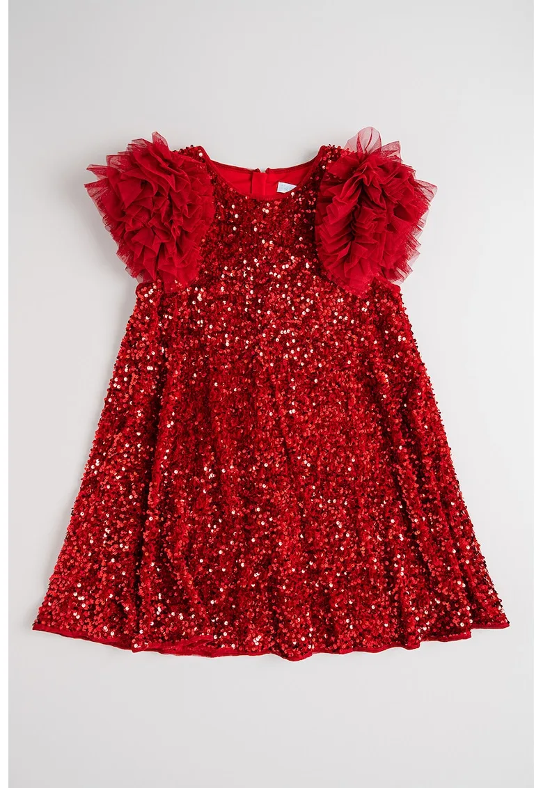 Rochie cu aplicatii cu paiete si volane