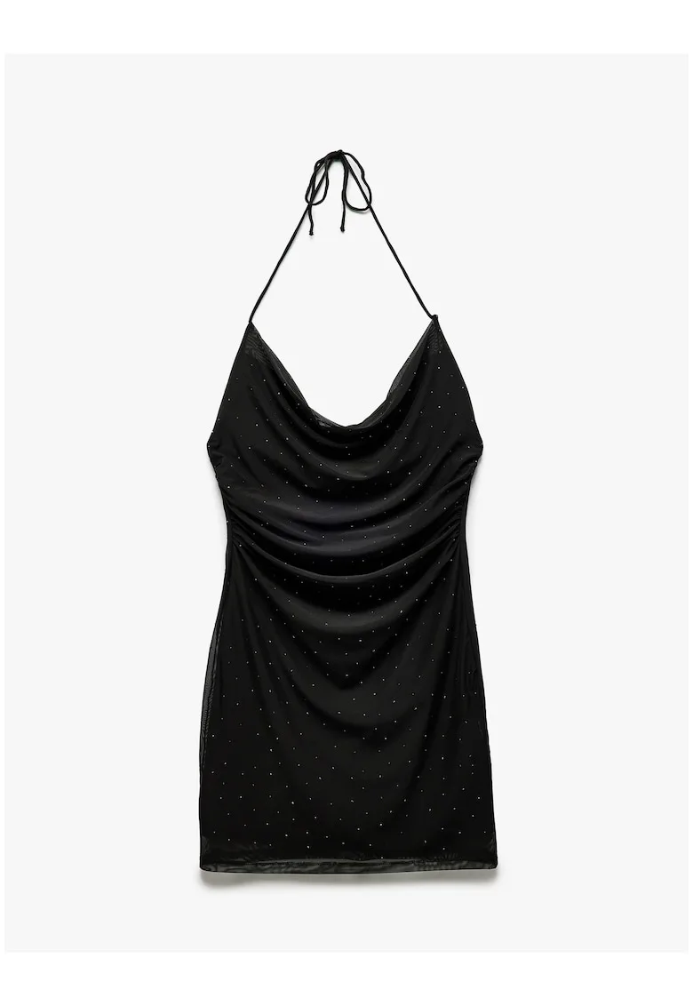 Rochie cu aplicatii stralucitoare si decolteu drapat