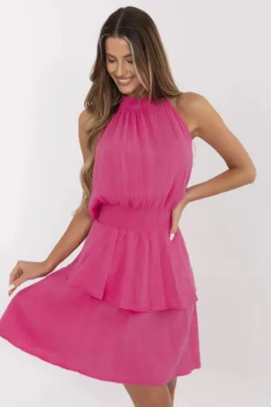 Rochie cu aspect creponat si cu funda la spate