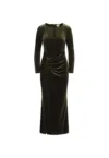 Rochie cu aspect de catifea - fronseuri si slit lateral
