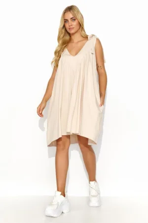 Rochie cu aspect supradimensionat si bretele ajustabile -