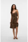 Rochie cu bretele inguste si animal print