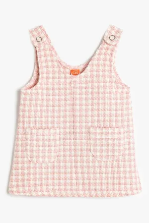 Rochie cu bretele late -capse si model in carouri