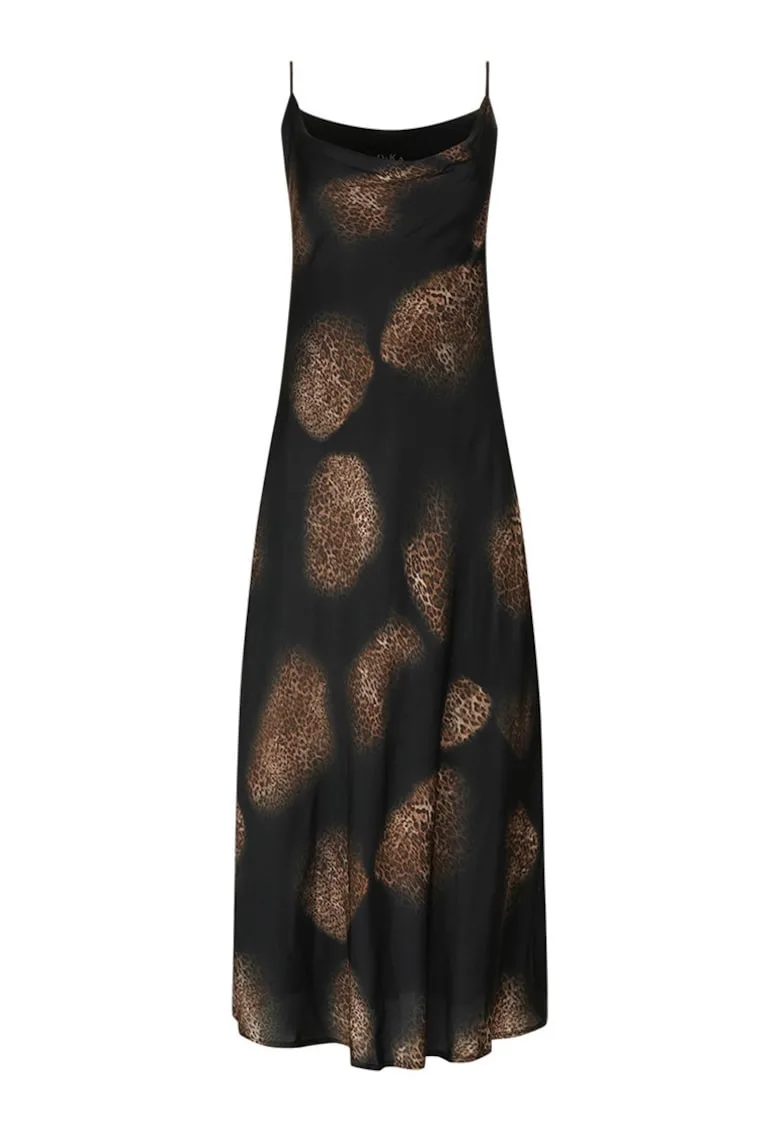 Rochie cu bretele subtiri si motive animal print