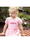 Rochie cu capsunele  - Strawberry and Love - Roz - pentru fetite