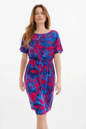 Rochie cu cordon in talie si model floral