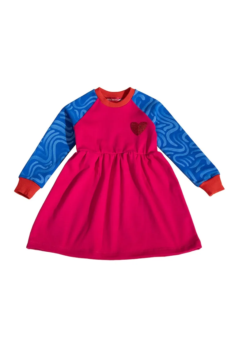 Rochie cu croiala A si maneci contrastante