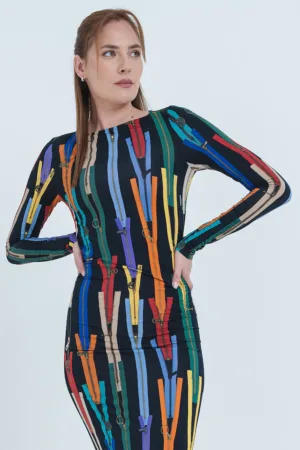 Rochie cu croiala bodycon si imprimeu grafic