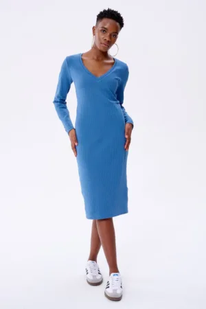 Rochie cu croiala cambrata si striatii Rosalinda