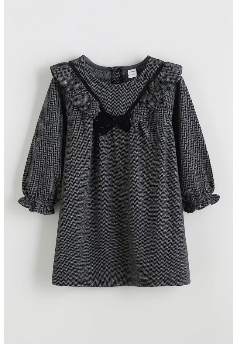 Rochie cu croiala dreapta si aplicatie cu funda