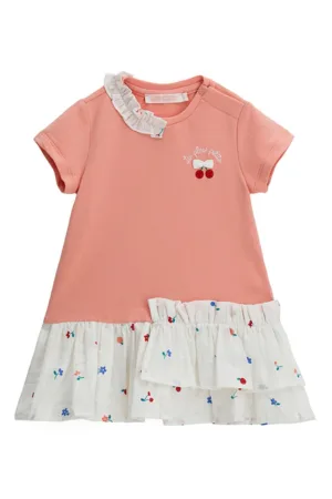 Rochie cu croiala dreapta si insertii cu volane