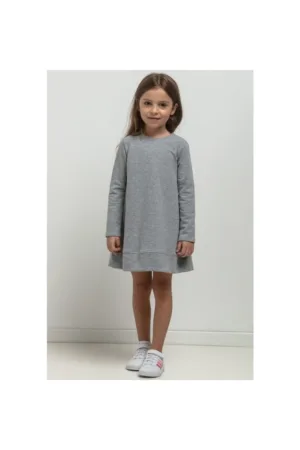 Rochie cu croiala in A cu maneca lunga MMD36 - gri deschis