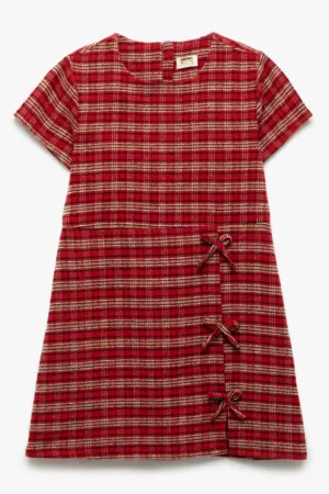 Rochie cu croiala in A - maneci scurte si model in carouri