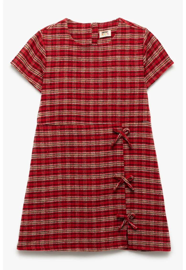 Rochie cu croiala in A - maneci scurte si model in carouri