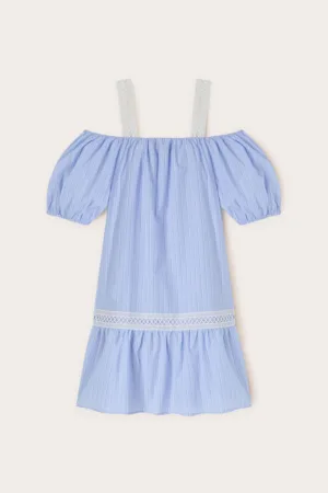 Rochie cu croiala in A si decolteu pe umeri