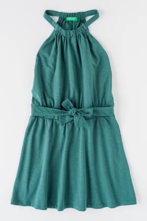 Rochie cu croiala in A si insertii de dantela Sangallo