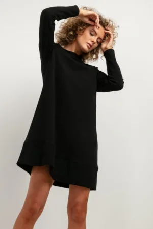 Rochie cu croiala in A si maneca lunga T378
