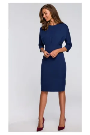 Rochie cu dantele si maneci kimono - albastru marin -