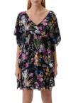 Rochie cu decolteu in V si imprimeu floral -