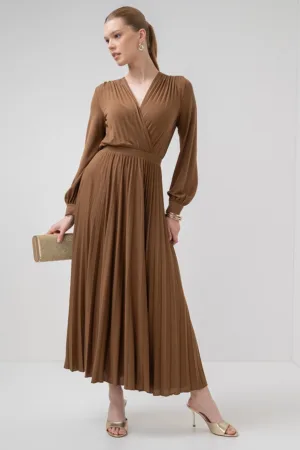 Rochie cu decolteu in V si maneci lungi Cascia