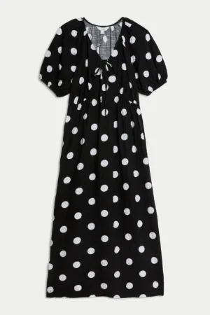 Rochie cu decolteu in V si model cu buline
