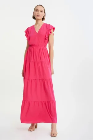 Rochie cu decolteu in V si model stratificat
