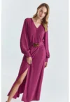 Rochie cu decolteu in V si slit frontal Emekori