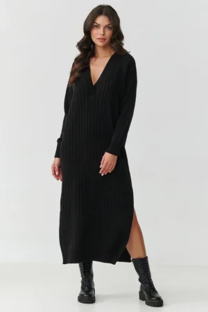 Rochie cu decolteu in V si slituri laterale -